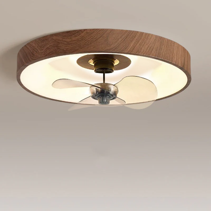 Modern Simplicity Round Iron Copper Acrylic LED Flush Mount Ceiling Fan Light For Bedroom