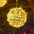 Modern Art Deco Solar Waterproof Weaving Ball Hanging PVC Plastic LED Outdoor Light Landscape Lighting For Garden Lumendat