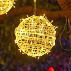 Modern Art Deco Solar Waterproof Weaving Ball Hanging PVC Plastic LED Outdoor Light Landscape Lighting For Garden Lumendat