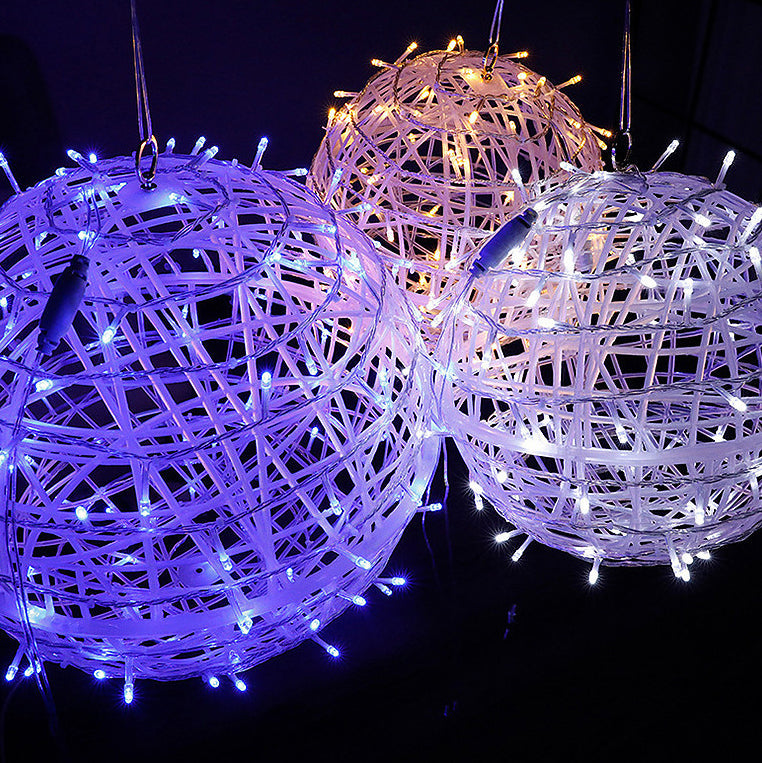 Modern Art Deco Solar Waterproof Weaving Ball Hanging PVC Plastic LED Outdoor Light Landscape Lighting For Garden Lumendat