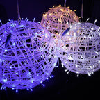 Modern Art Deco Solar Waterproof Weaving Ball Hanging PVC Plastic LED Outdoor Light Landscape Lighting For Garden Lumendat