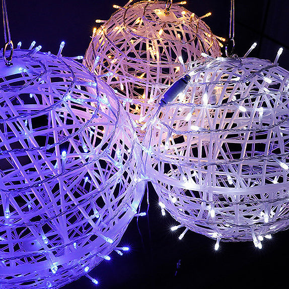 Modern Art Deco Solar Waterproof Weaving Ball Hanging PVC Plastic LED Outdoor Light Landscape Lighting For Garden Lumendat