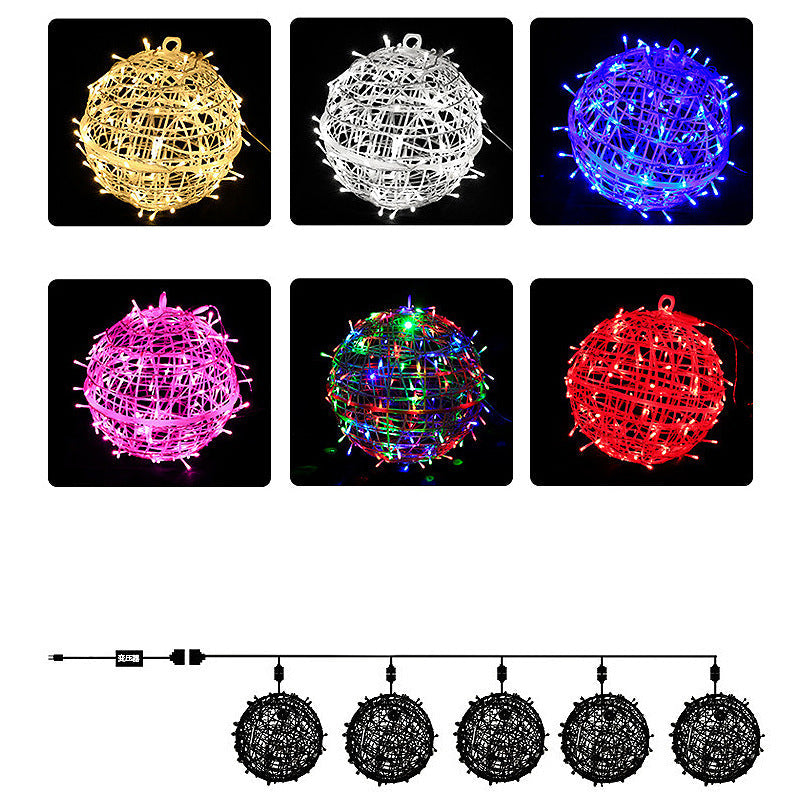 Modern Art Deco Solar Waterproof Weaving Ball Hanging PVC Plastic LED Outdoor Light Landscape Lighting For Garden Lumendat