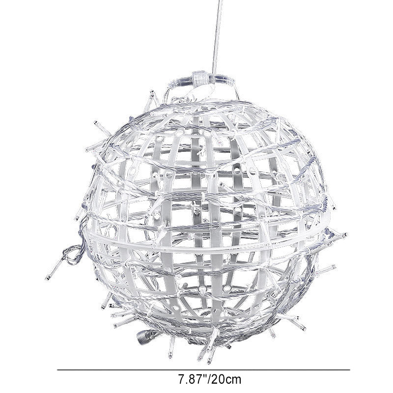 Modern Art Deco Solar Waterproof Weaving Ball Hanging PVC Plastic LED Outdoor Light Landscape Lighting For Garden Lumendat