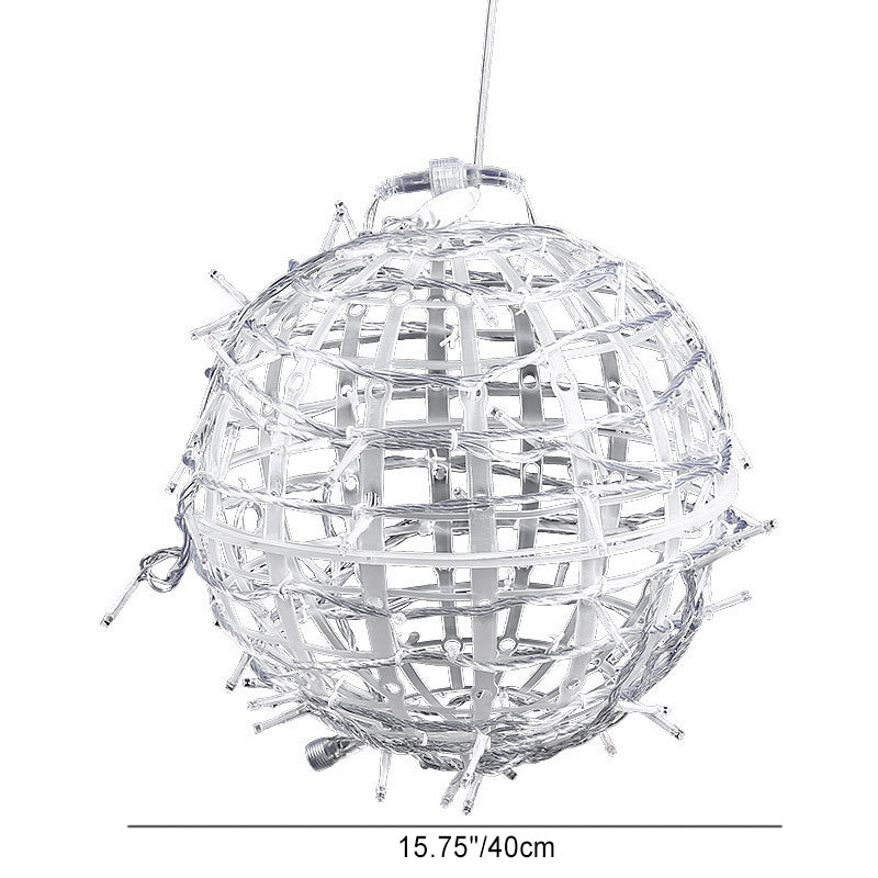 Modern Art Deco Solar Waterproof Weaving Ball Hanging PVC Plastic LED Outdoor Light Landscape Lighting For Garden Lumendat