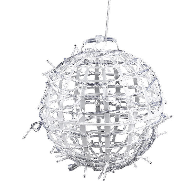 Modern Art Deco Solar Waterproof Weaving Ball Hanging PVC Plastic LED Outdoor Light Landscape Lighting For Garden Lumendat