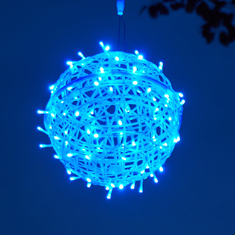 Modern Art Deco Solar Waterproof Weaving Ball Hanging PVC Plastic LED Outdoor Light Landscape Lighting For Garden Lumendat