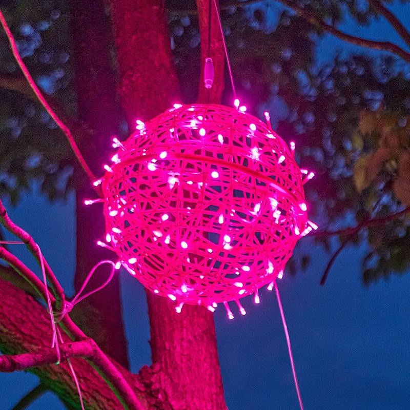 Modern Art Deco Solar Waterproof Weaving Ball Hanging PVC Plastic LED Outdoor Light Landscape Lighting For Garden Lumendat