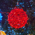 Modern Art Deco Solar Waterproof Weaving Ball Hanging PVC Plastic LED Outdoor Light Landscape Lighting For Garden Lumendat