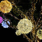 Modern Art Deco Solar Waterproof Weaving Ball Hanging PVC Plastic LED Outdoor Light Landscape Lighting For Garden Lumendat