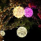 Modern Art Deco Solar Waterproof Weaving Ball Hanging PVC Plastic LED Outdoor Light Landscape Lighting For Garden Lumendat