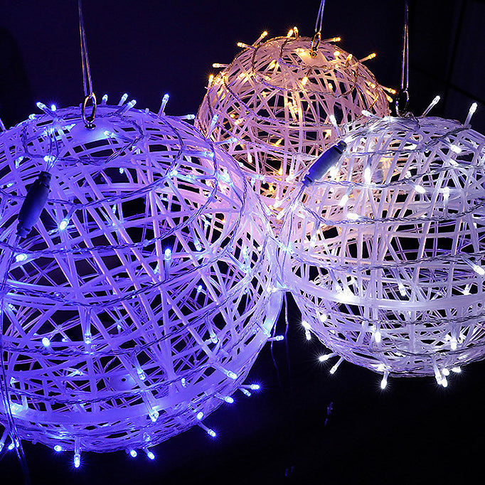 Modern Art Deco Solar Waterproof Weaving Ball Hanging PVC Plastic LED Outdoor Light Landscape Lighting For Garden Lumendat