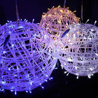 Modern Art Deco Solar Waterproof Weaving Ball Hanging PVC Plastic LED Outdoor Light Landscape Lighting For Garden Lumendat