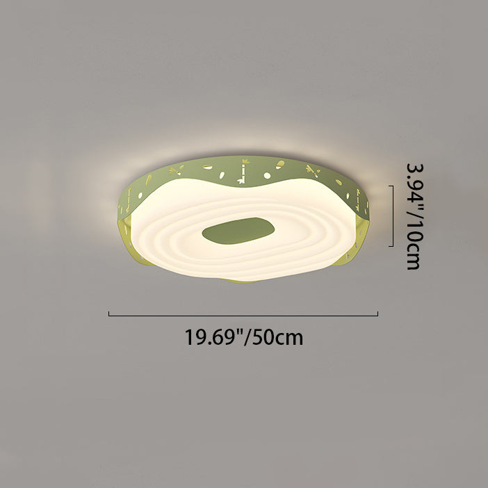Lumendat Contemporary Nordic Kids Iron PE Round Doughnut Hanging Animal LED Flush Mount Ceiling Light For Bedroom Lumendat