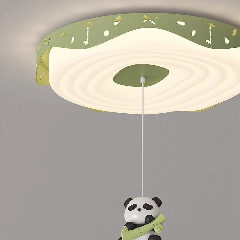 Lumendat Contemporary Nordic Kids Iron PE Round Doughnut Hanging Animal LED Flush Mount Ceiling Light For Bedroom Lumendat