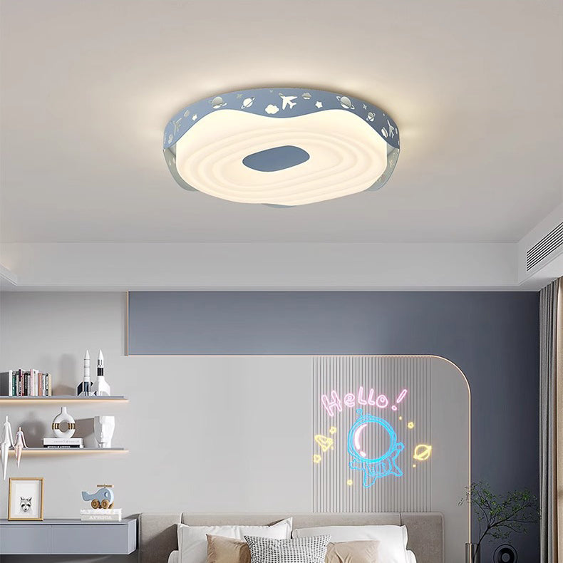 Lumendat Contemporary Nordic Kids Iron PE Round Doughnut Hanging Animal LED Flush Mount Ceiling Light For Bedroom Lumendat