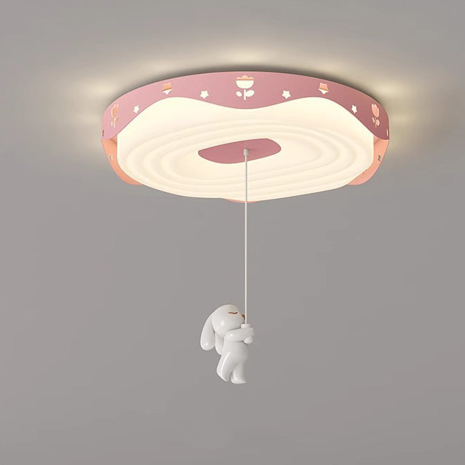 Lumendat Contemporary Nordic Kids Iron PE Round Doughnut Hanging Animal LED Flush Mount Ceiling Light For Bedroom Lumendat