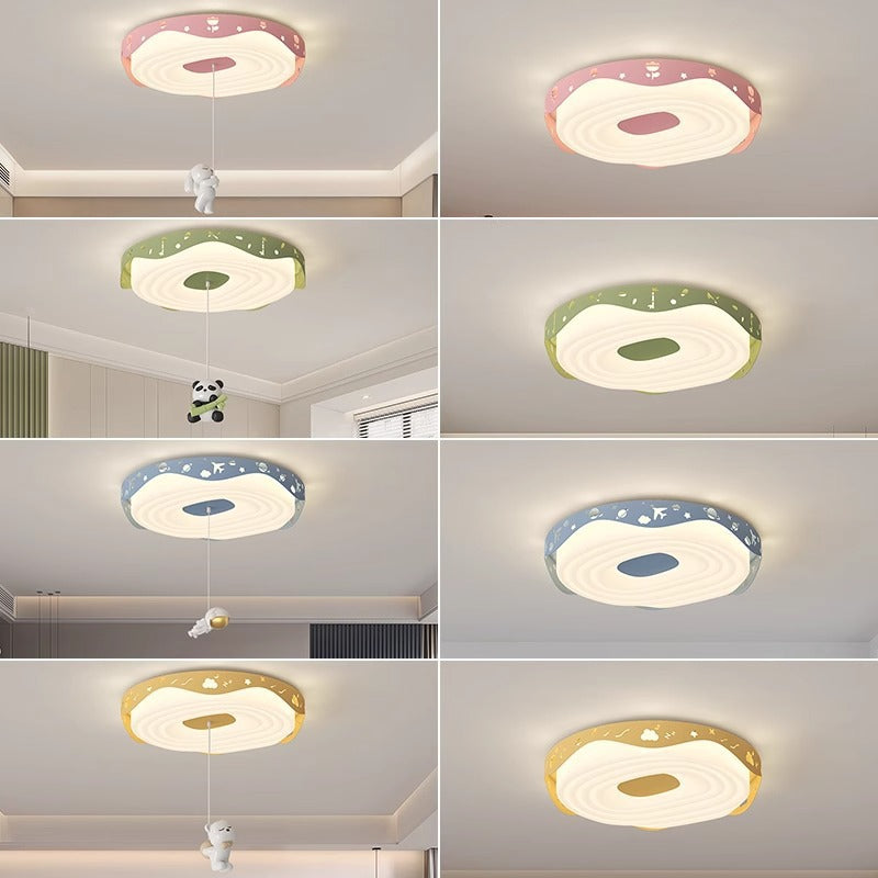 Lumendat Contemporary Nordic Kids Iron PE Round Doughnut Hanging Animal LED Flush Mount Ceiling Light For Bedroom Lumendat