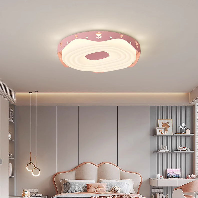 Lumendat Contemporary Nordic Kids Iron PE Round Doughnut Hanging Animal LED Flush Mount Ceiling Light For Bedroom Lumendat
