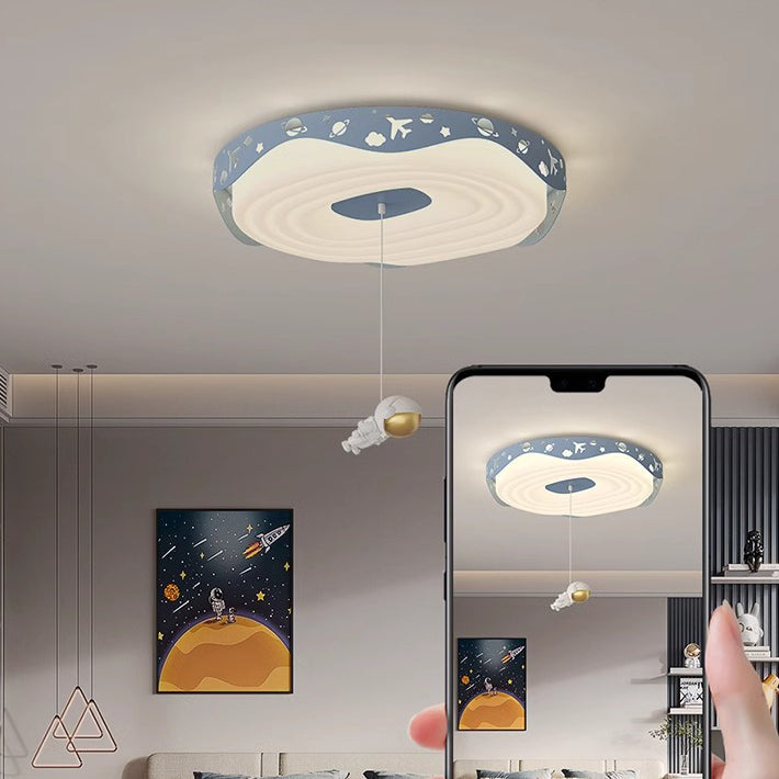 Lumendat Contemporary Nordic Kids Iron PE Round Doughnut Hanging Animal LED Flush Mount Ceiling Light For Bedroom Lumendat