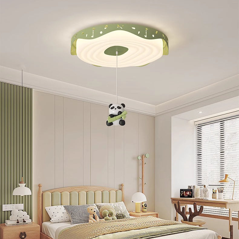 Lumendat Contemporary Nordic Kids Iron PE Round Doughnut Hanging Animal LED Flush Mount Ceiling Light For Bedroom Lumendat