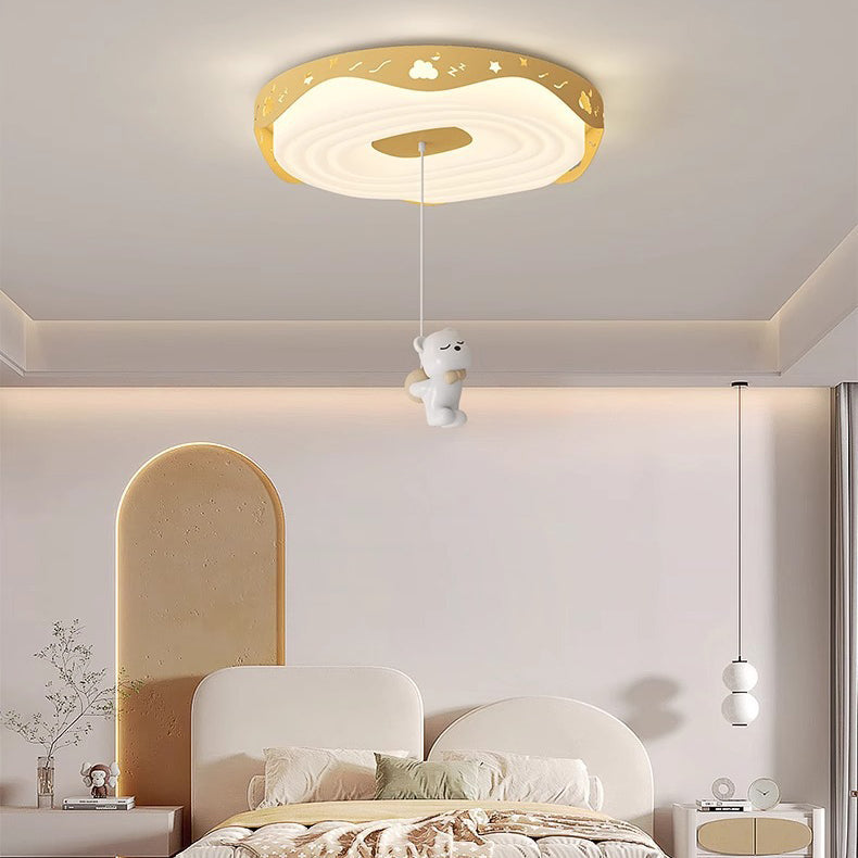 Lumendat Contemporary Nordic Kids Iron PE Round Doughnut Hanging Animal LED Flush Mount Ceiling Light For Bedroom Lumendat