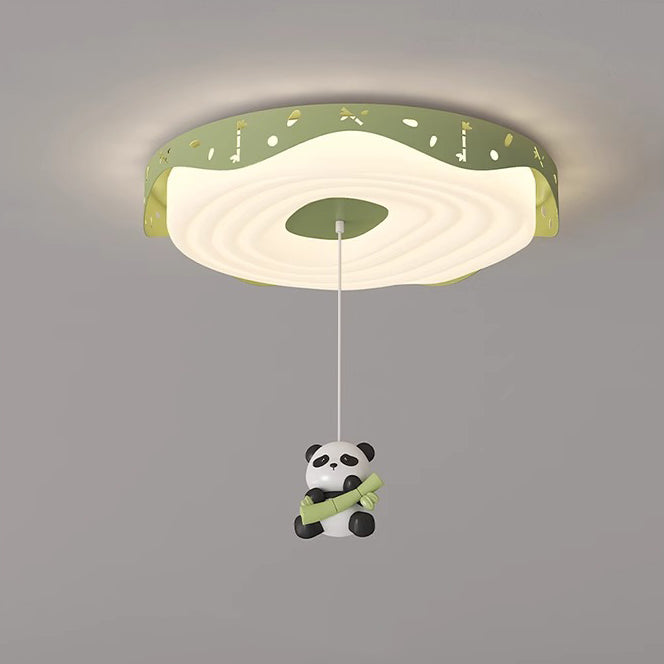 Lumendat Contemporary Nordic Kids Iron PE Round Doughnut Hanging Animal LED Flush Mount Ceiling Light For Bedroom Lumendat