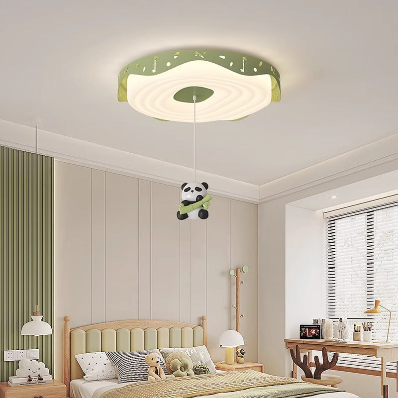 Lumendat Contemporary Nordic Kids Iron PE Round Doughnut Hanging Animal LED Flush Mount Ceiling Light For Bedroom Lumendat