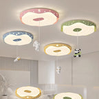 Lumendat Contemporary Nordic Kids Iron PE Round Doughnut Hanging Animal LED Flush Mount Ceiling Light For Bedroom Lumendat