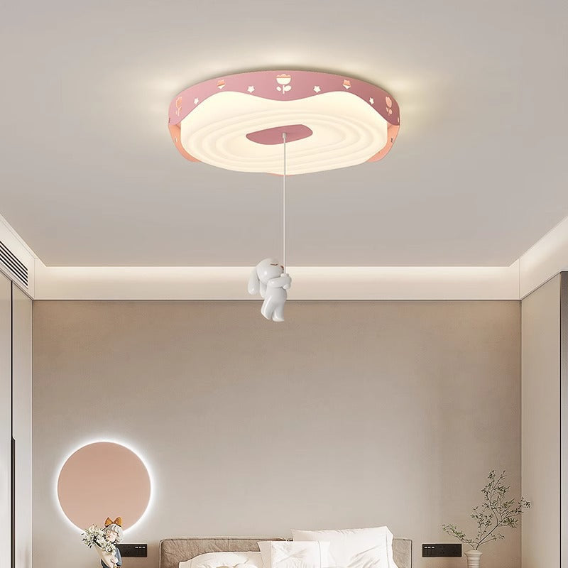 Lumendat Contemporary Nordic Kids Iron PE Round Doughnut Hanging Animal LED Flush Mount Ceiling Light For Bedroom Lumendat