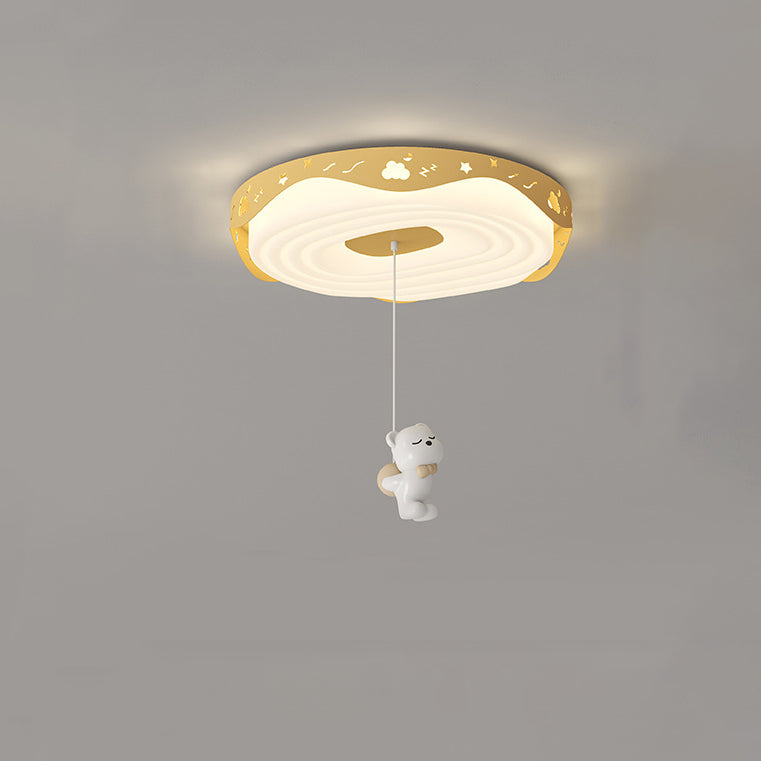 Lumendat Contemporary Nordic Kids Iron PE Round Doughnut Hanging Animal LED Flush Mount Ceiling Light For Bedroom Lumendat