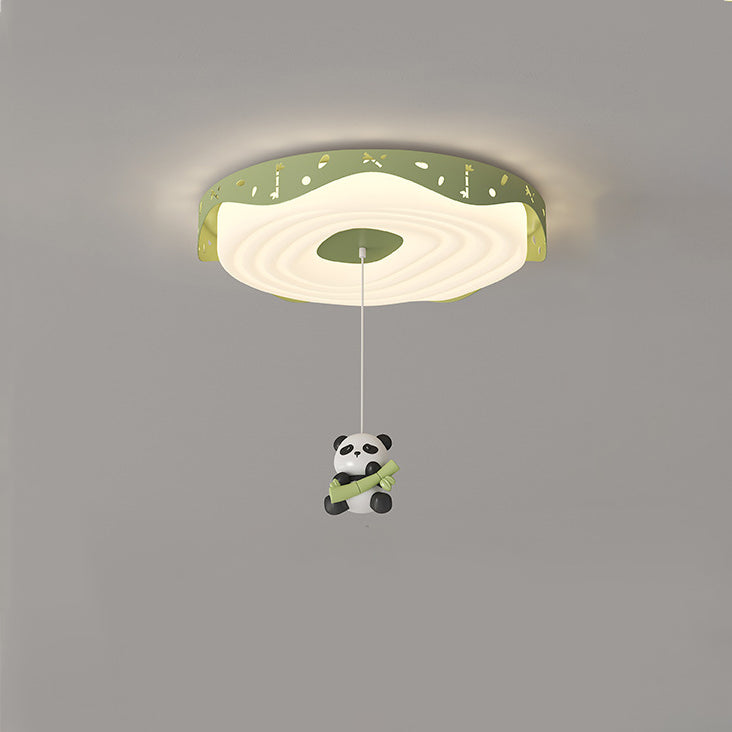 Lumendat Contemporary Nordic Kids Iron PE Round Doughnut Hanging Animal LED Flush Mount Ceiling Light For Bedroom Lumendat