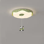 Lumendat Contemporary Nordic Kids Iron PE Round Doughnut Hanging Animal LED Flush Mount Ceiling Light For Bedroom Lumendat