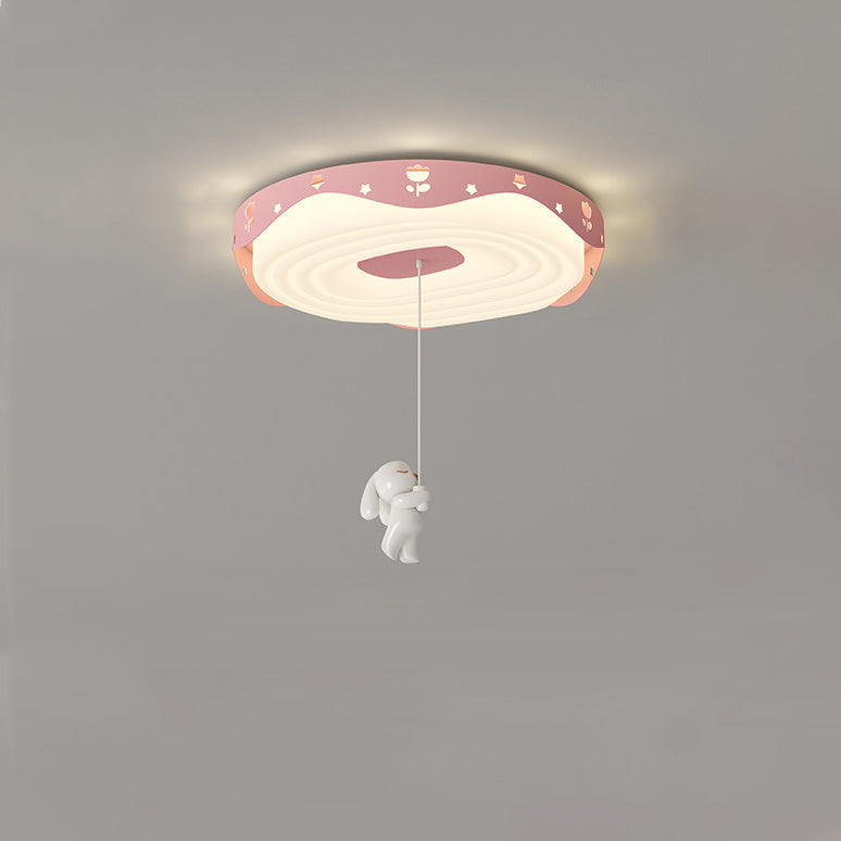 Lumendat Contemporary Nordic Kids Iron PE Round Doughnut Hanging Animal LED Flush Mount Ceiling Light For Bedroom Lumendat