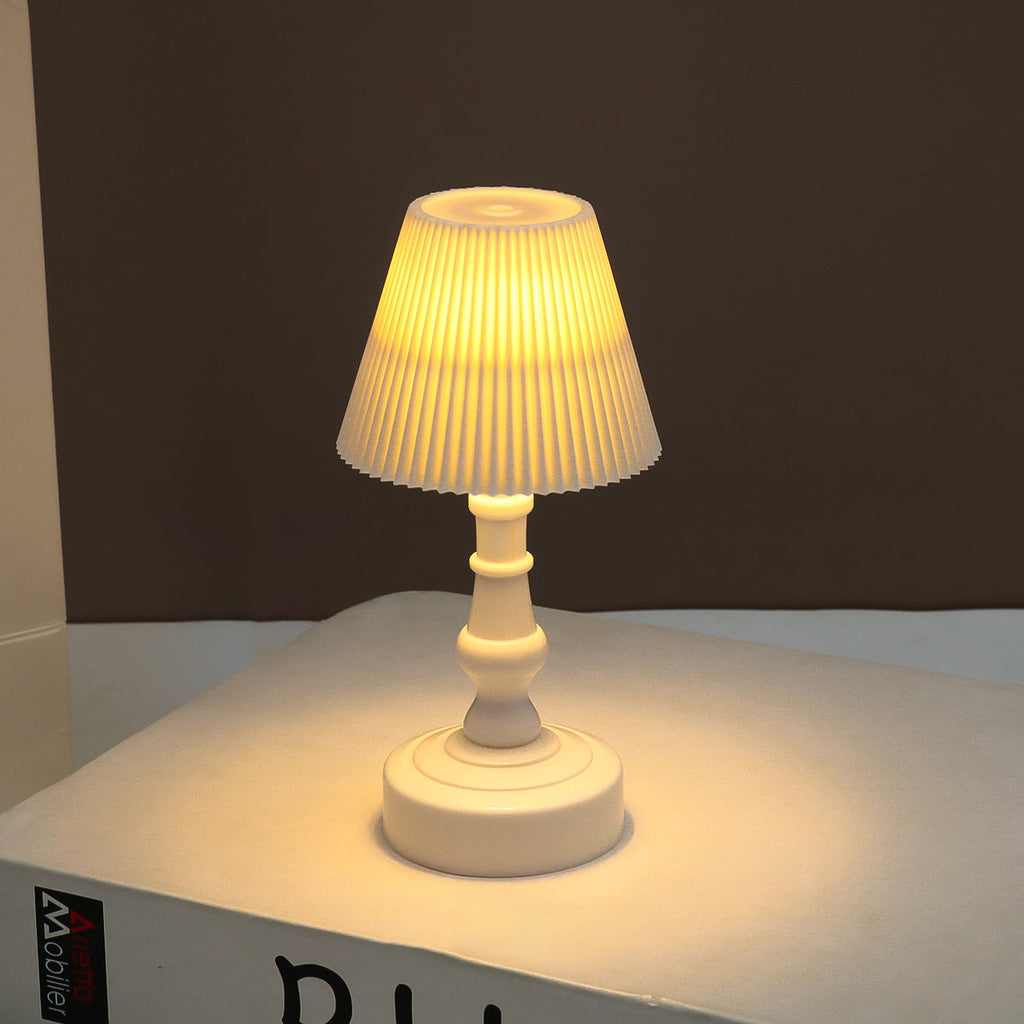 Contemporary Nordic Battery ABS Flower Pleated LED Table Lamp Night Light For Bedside Lumendat