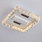 Modern Luxury Stainless Steel Acrylic Crystal Round Square Rectangular LED Flush Mount Ceiling Bladeless Fan Light For Bedroom
