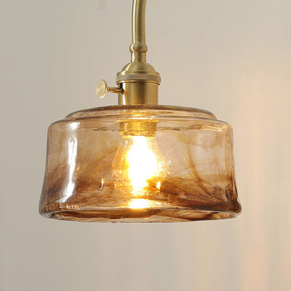 Contemporary Retro Brass Walnut Glass Round Diamond 1-Light Wall Sconce Lamp For Bedside