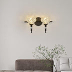Contemporary Retro Iron Glass Round Petal 1/2/3/4 Light Wall Sconce Lamp Vanity Light For Bathroom