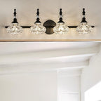 Contemporary Retro Iron Glass Round Petal 1/2/3/4 Light Wall Sconce Lamp Vanity Light For Bathroom