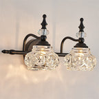 Contemporary Retro Iron Glass Round Petal 1/2/3/4 Light Wall Sconce Lamp Vanity Light For Bathroom