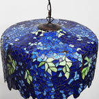 Traditional Tiffany Glass Metal Vine Grape 2-Light Pendant Light For Bedroom