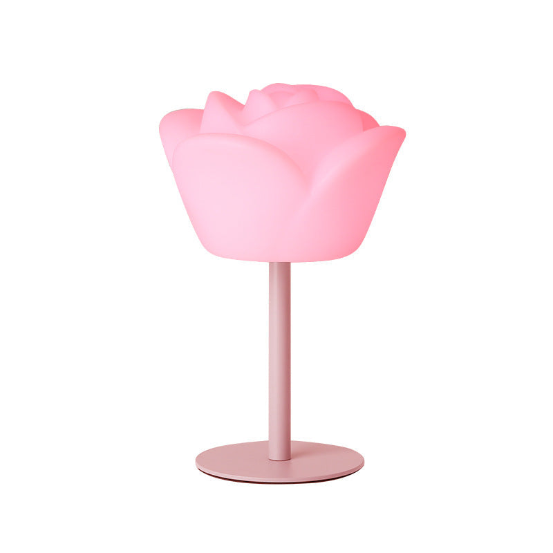 Contemporary Creative Rechargeable Waterproof PE Rose LED Table Lamp Night Light For Bedside Lumendat