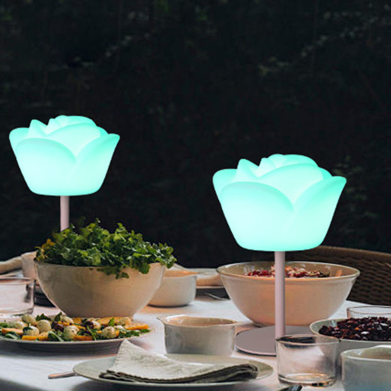 Contemporary Creative Rechargeable Waterproof PE Rose LED Table Lamp Night Light For Bedside Lumendat