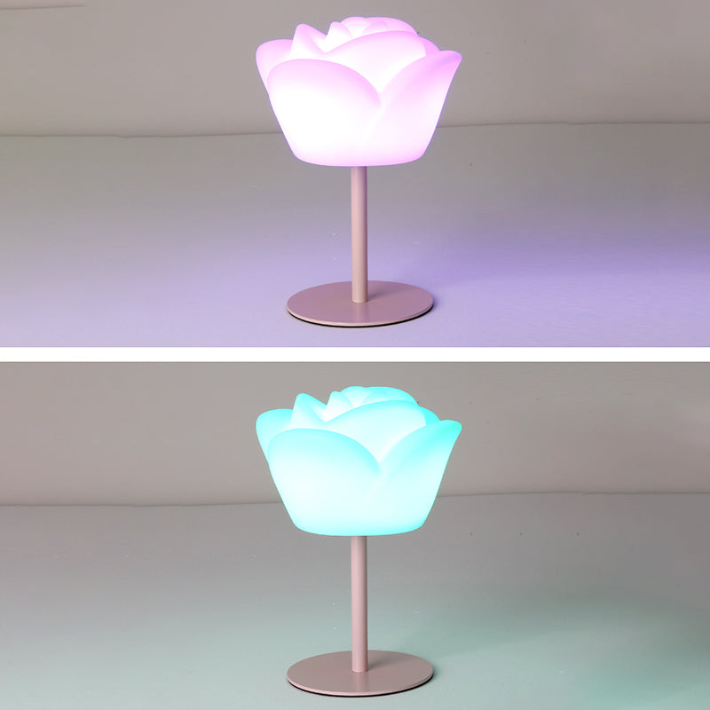 Contemporary Creative Rechargeable Waterproof PE Rose LED Table Lamp Night Light For Bedside Lumendat