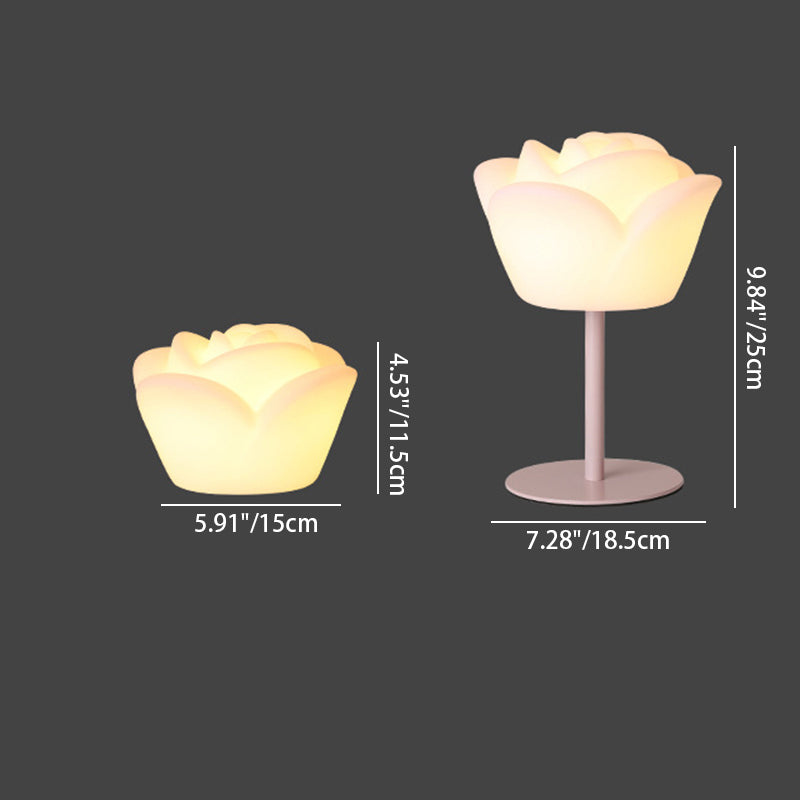 Contemporary Creative Rechargeable Waterproof PE Rose LED Table Lamp Night Light For Bedside Lumendat