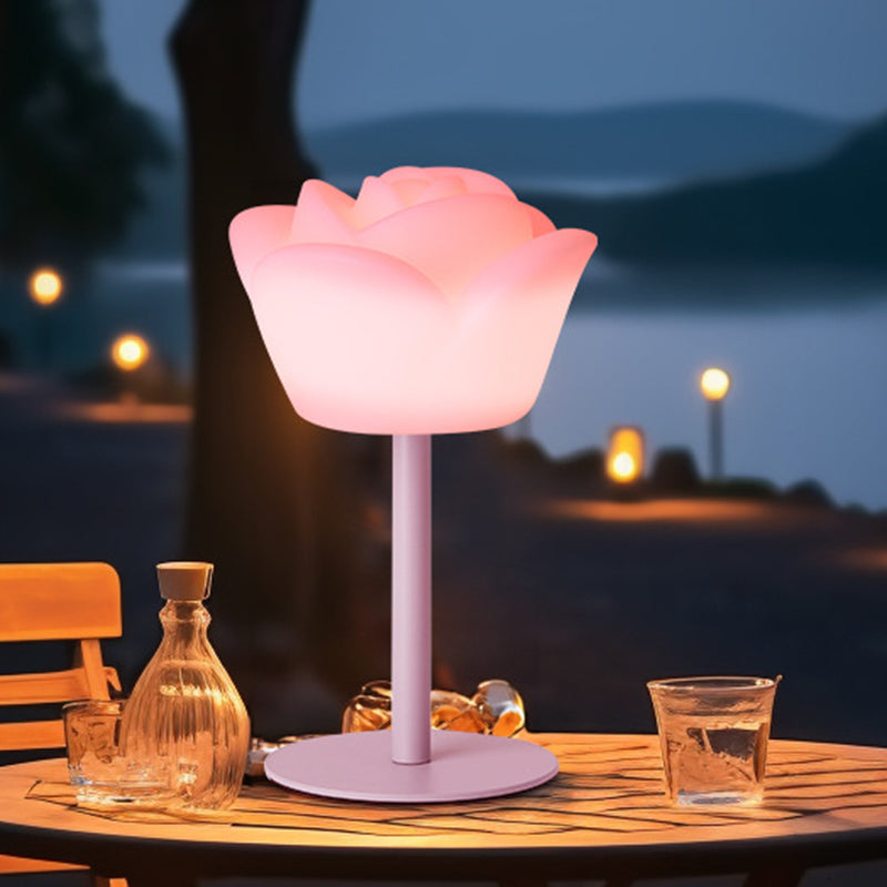 Contemporary Creative Rechargeable Waterproof PE Rose LED Table Lamp Night Light For Bedside Lumendat