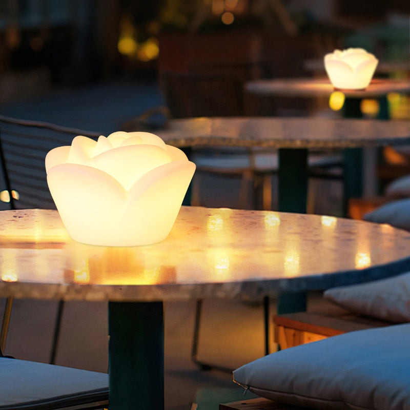 Contemporary Creative Rechargeable Waterproof PE Rose LED Table Lamp Night Light For Bedside Lumendat