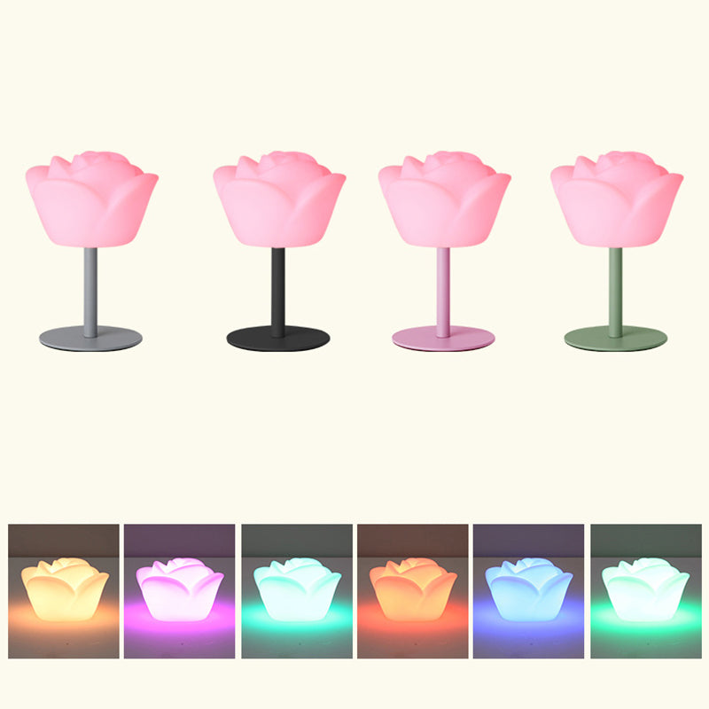 Contemporary Creative Rechargeable Waterproof PE Rose LED Table Lamp Night Light For Bedside Lumendat