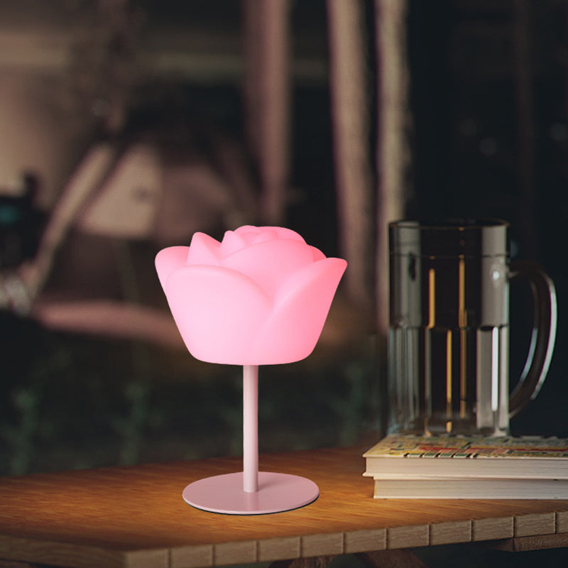 Contemporary Creative Rechargeable Waterproof PE Rose LED Table Lamp Night Light For Bedside Lumendat