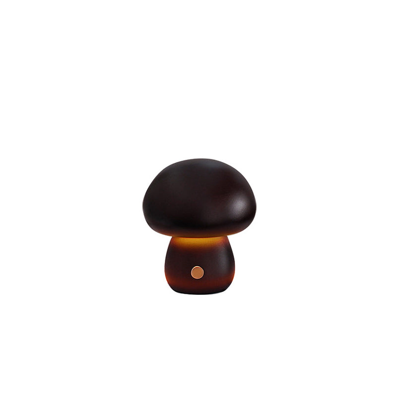 Contemporary Scandinavian Rechargeable Solid Wood Mushroom LED Table Lamp Night Light For Bedside Lumendat